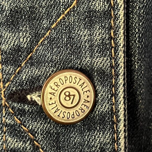 Aeropostale Pretty Little Liars Cropped Blue Denim Jacket Horse Print Lining - Picture 8 of 15